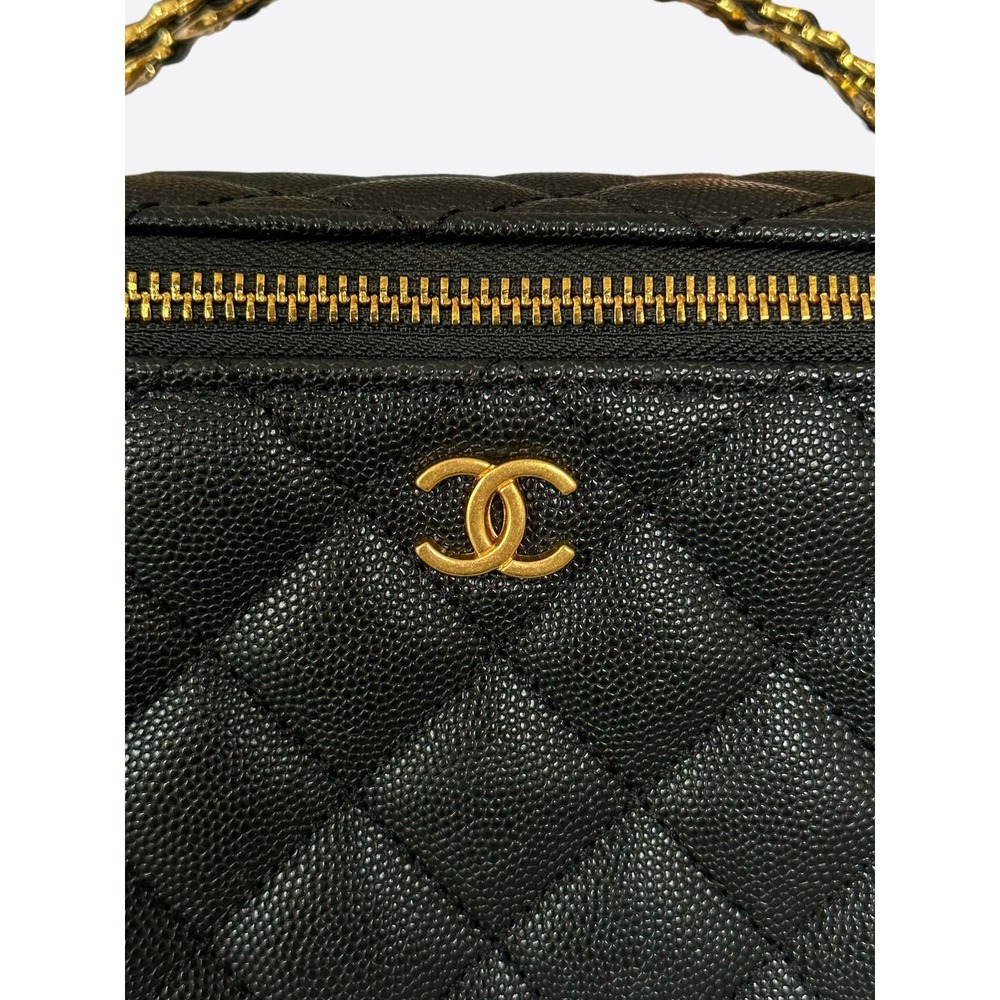 Chanel Black & Gold Quilted Caviar Pick Me Up Vanity Bag - Picture 7 of 8